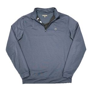 Peter Millar Perth Sugar Stripe Performance Tech Golf Sweater Blue Size Medium